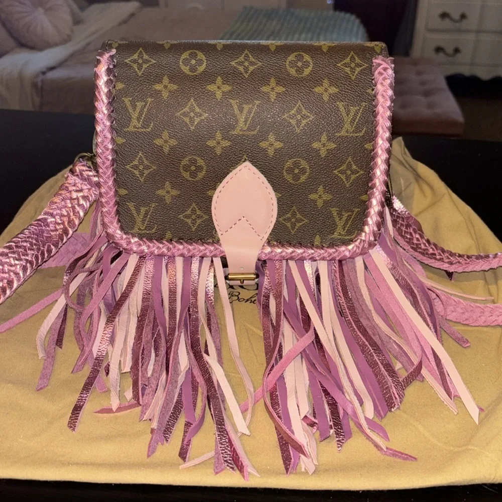 SOLD Vintage Boho Gorgeous Recycled LV Bag - Picture 3 of 11